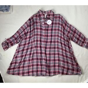 Elan red and gray flannel long sleeve tunic dress size small